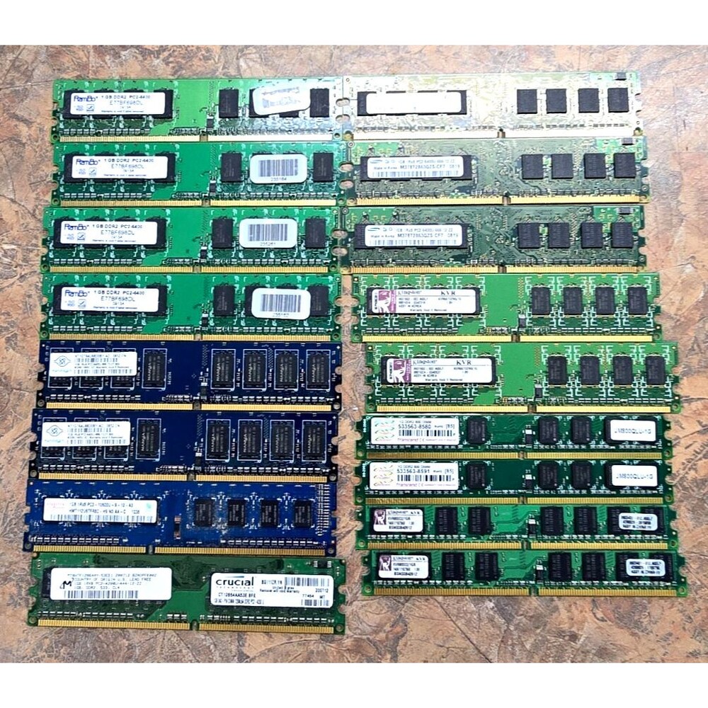 Lot Of 17 1Gb DDR2 SDRAM DIMM PC Ram - UNTESTED